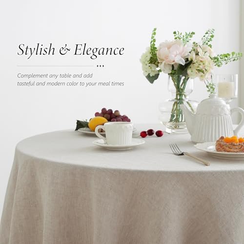 Linen World Linen Tablecloth,100% French Linen Round Tablecloth 90"