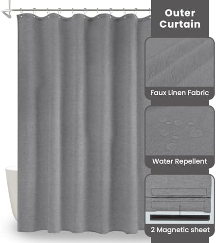 Inhousolu Boho Farmhouse Shower Curtain with Fabric Liner Set, Luxury