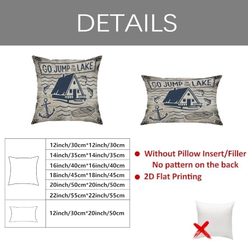 House Throw Pillow Covers Set of 2, Rustic Nautical Anchors Fish
