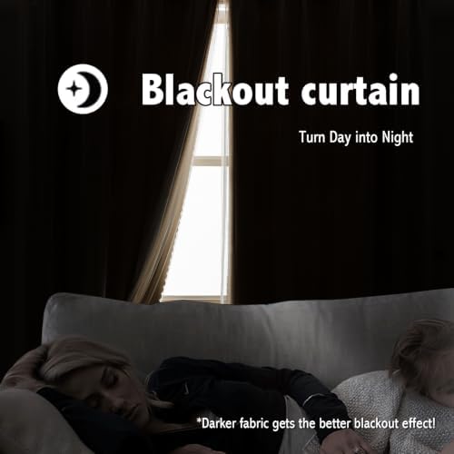 indistar Home Blackout Curtains Double Layer Solid Sheer Grommet Top
