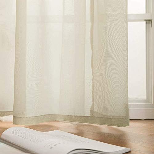 MIULEE 2 Panels Solid Color Beige Sheer Curtains Elegant Grommet