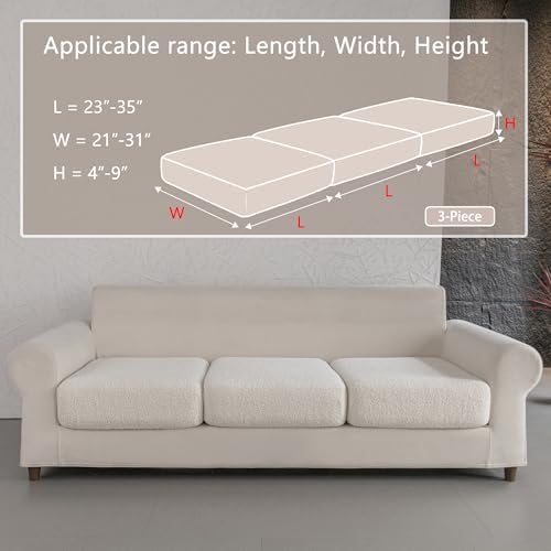 OHSIO Couch Cushion Covers for Sectional Sofa, Stretch Soft Sofa
