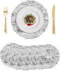 Abstract Gray 15 Inch Round Placemats Set of 6, Minimalist Mottled