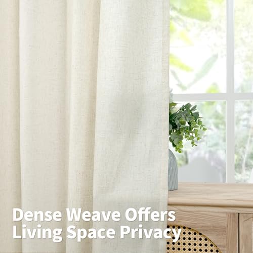 YoungsTex 84 Inches Length Linen Curtains for Living Room 2 Panels