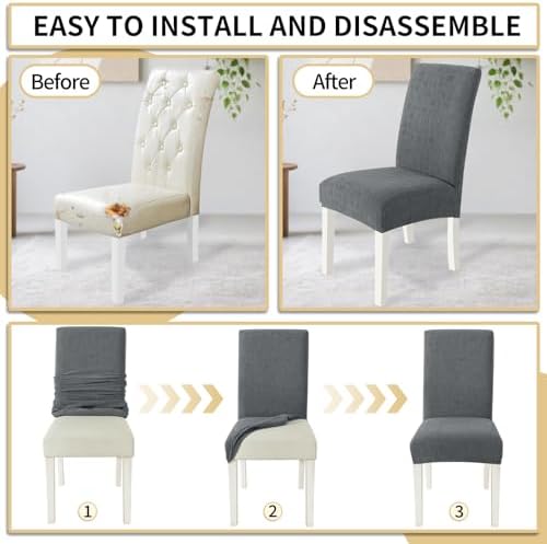 MAXIJIN Waterproof Chair Covers for Dining Chairs Set of 4, Stretch