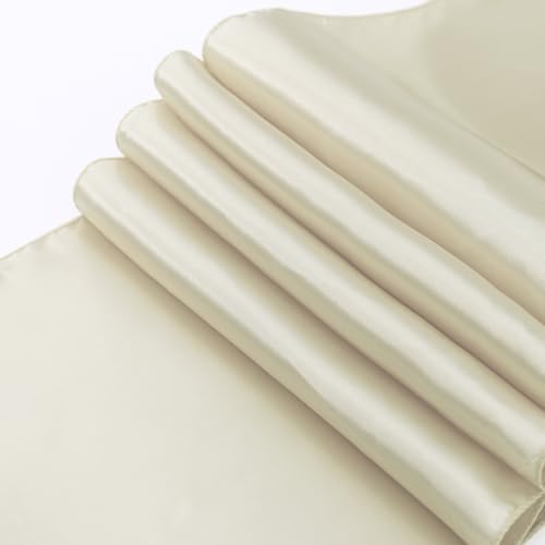 Pack of 10 Ivory Table Runners for Party, Satin Fabric 12 x 108 Inches