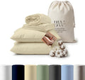 BlissBay 100% Egyptian Cotton Percale Sheet Set Twin Ivory 4 Piece