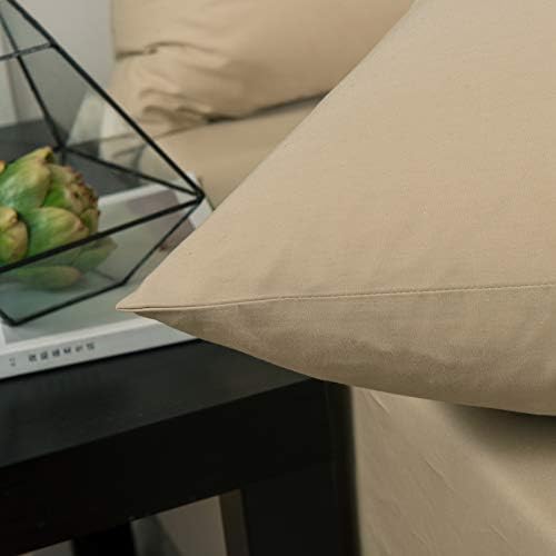 DaDa Bedding Luxury Soft Cotton Fitted Sheet w/Pillow Cases - Neutral