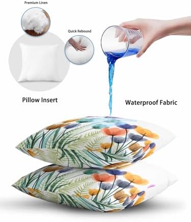 Outdoor Pillows Waterproof, Tulips Countryside Bedding Throw Pillows