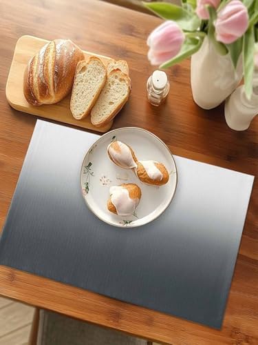 Placemats Set of 8 for Dining Table, Gray Gradient Washable Non-Slip