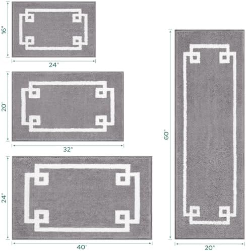 HOMEIDEAS Bathroom Runner Rugs, Soft and Water Absorbent Long Bath