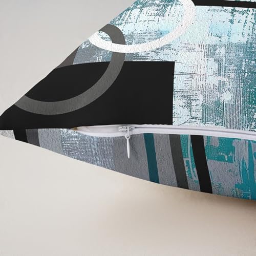 Teal Blue Green Gray Throw Pillow Covers 22x22 Inch Set of 2,Grunge