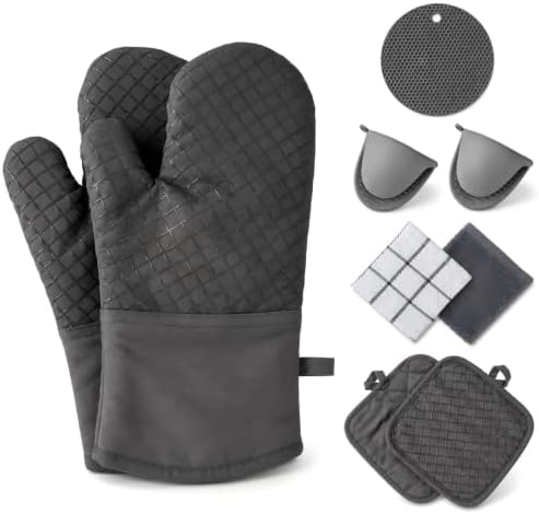 10 Pcs Oven Mitts and Pot Holders, 500°F Heat Resistant Oven Mitts