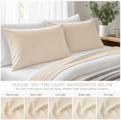 INSSL Microfiber Pillow Cases Set of 2, Hypoallergenic King Taupe
