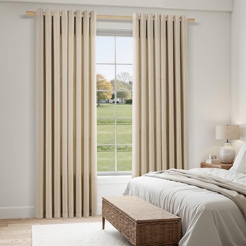 Aersas Linen Curtains 84 Inch Long for Living Room Grommet Taupe