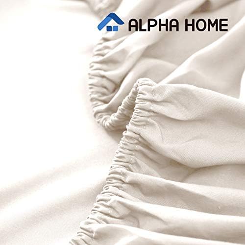 ALPHA HOME 4-Piece Bed Sheet Set - Soft Brushed Microfiber - Wrinkle