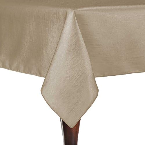 Ultimate Textile 52x70-Inch Rectangular Shantung Tablecloth, Tan