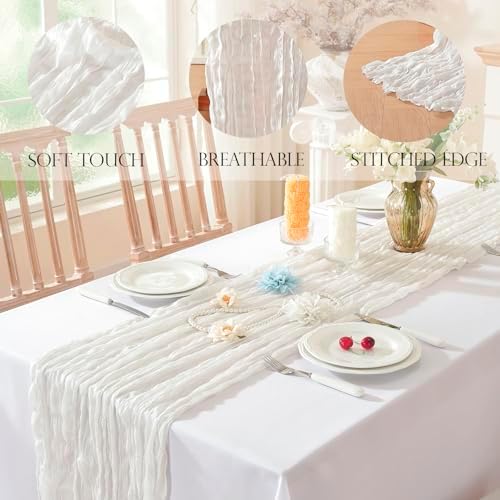 2 Pack Cheesecloth Table Runner, Fall Table Runner 120 Inch – Ivory