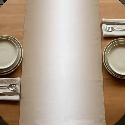 Beige White Ombre Table Runner Linen Burlap Table Runner 72 Inches