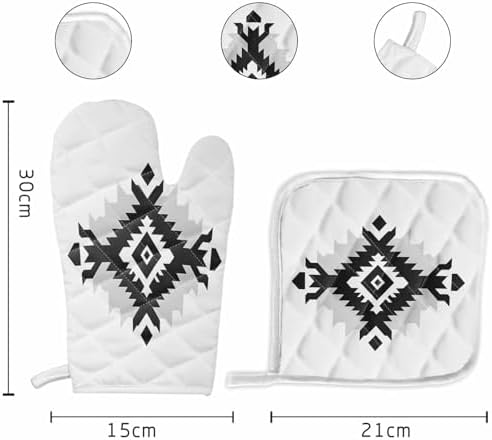 Quilted Cotton Terry Cloth Oven Mitt, Pot Holder Abstract Tribe