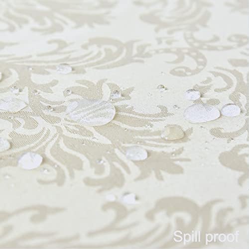 SASTYBALE Ivory Jacquard Damask Rectangle Tablecloth, 60 x 102 Inch