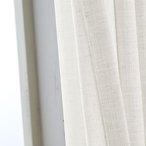Fcosie 50" W x 63" L Linen Curtains Cream White, Room Darkening