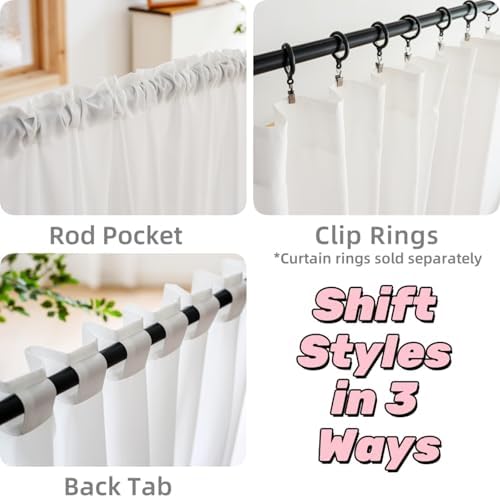 MYSTIC-HOME Sheer Curtains 84 Inches Long 2 Panels Privacy White Sheer