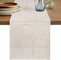 Cream Boho Table Runner 120 Inches Long, Middle Century Minimalist