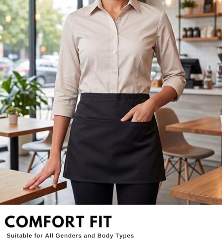 PurpleEssences Waist Aprons, 3 Pockets, Durable, 23.5x11.5 Inch
