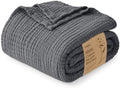Love's cabin 100% Cotton Muslin Blanket Twin Size for Bed, Dark Grey
