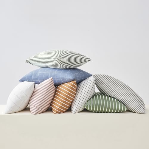 JELLYMONI Cotton Vertical Gray Striped Pillowcases Set of 2, Queen