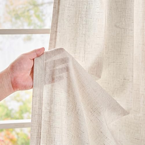 jinchan Linen Curtains Light Filtering Back Tab 50x96 Inch 2 Panels