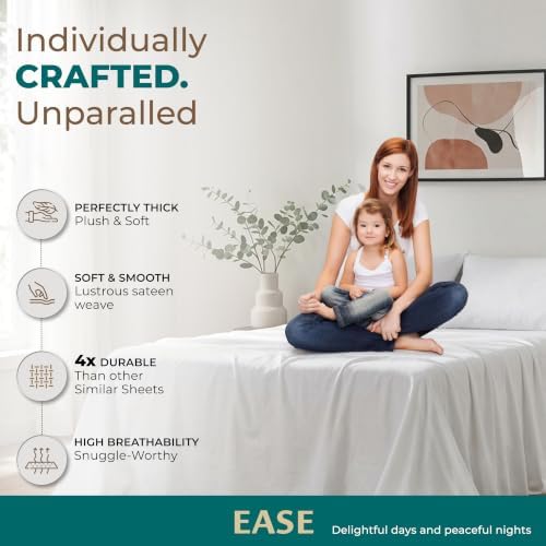 THREAD SPREAD 100% Cotton Twin XL Sheets Set, 16" Deep Pocket, Light