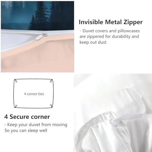 King Duvet Cover Set Natural Landscape Mountains Forest Soft