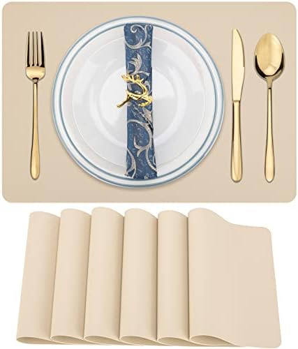 Placemats Set of 6, Faux Leather Place Mats Heat Stain Scratch