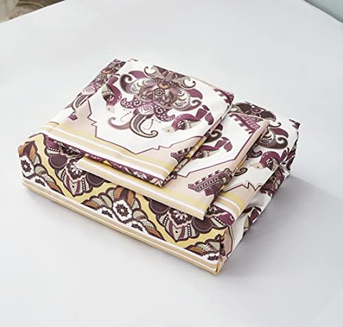 DaDa Bedding Reversible Burgundy Duvet Cover Set, Blush Pink Boho