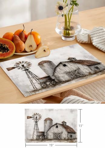 Fall Farm Table Runner and Placemats Set of 4 Vintage Farmhouse