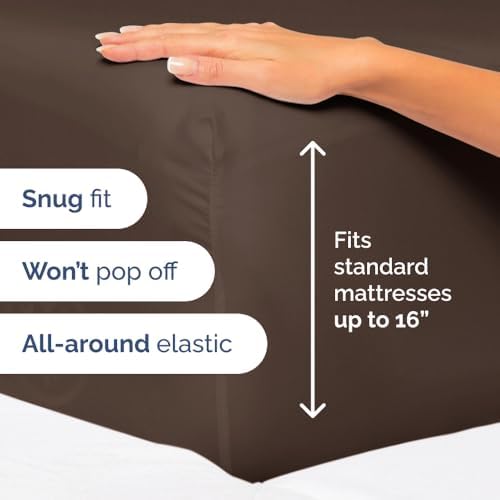 Twin XL Fitted Sheet - College Dorm Room Essentials - Brown
