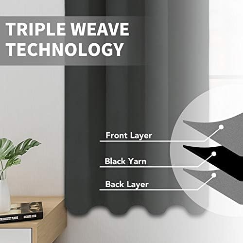 Easy-Going Thermal Grommet Blackout Curtains, 2 Panels 52x96 in, Dark