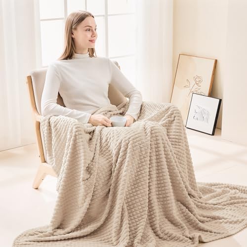 EMME Fleece Blanket, 3D Jacquard Throw Blanket for Couch and Bed, Soft