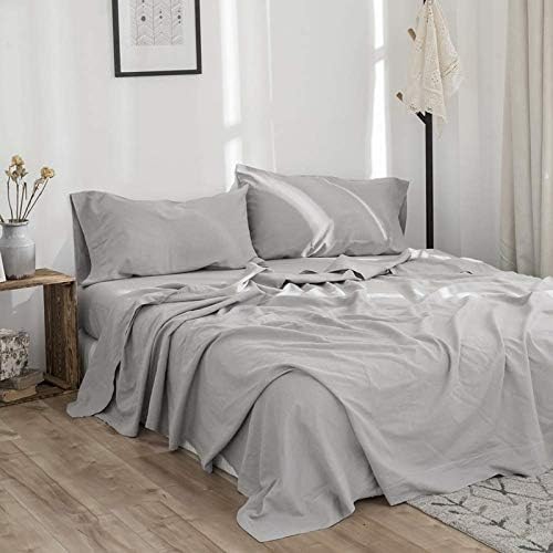 BISELINA Linen Sheet French Flax Flat Sheet Only 55% Euro Linen 45%