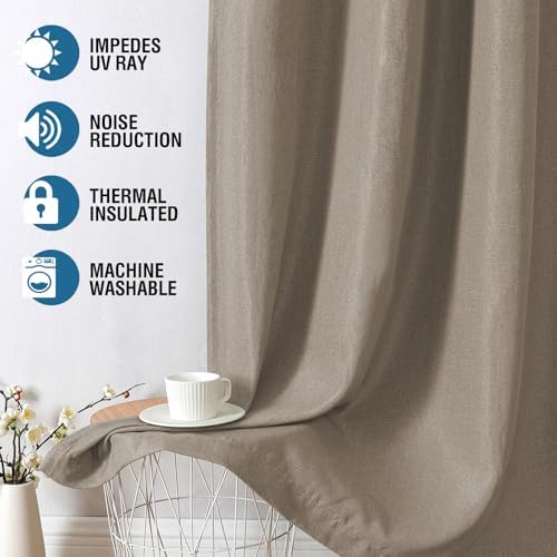 H.VERSAILTEX Linen Blackout Curtains 108 Inches Long for