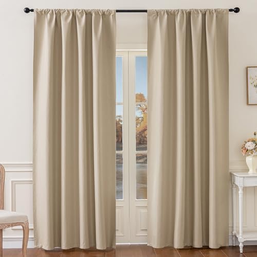 100% Blackout Curtains 72 inches Long 2 Panels Set for Living