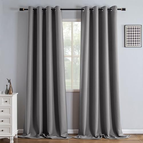 IGEMAEVE Blackout Curtains for Living Room Light Grey 52" W x 96" L