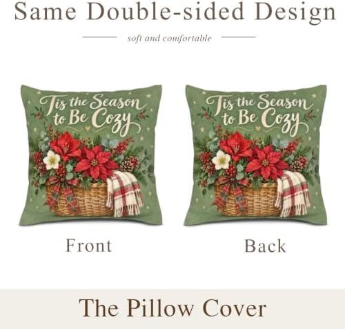 Plaid Decor Pillow Covers 22x22 Inch Set of 2 Linen for Christmas