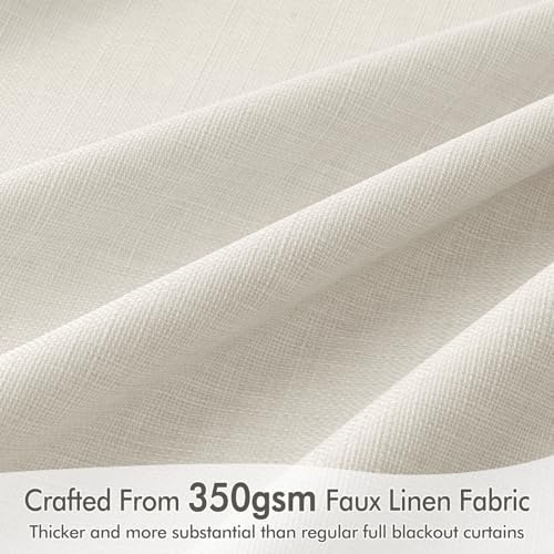 MIULEE 100% Blackout Back Tab Pleat Linen Curtains 50" Wx120 L,Grey