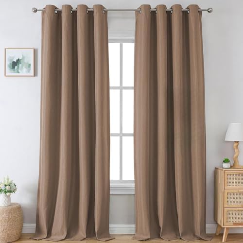 H.VERSAILTEX Linen Blackout Curtains 96 Inches Long for Bedroom/Living