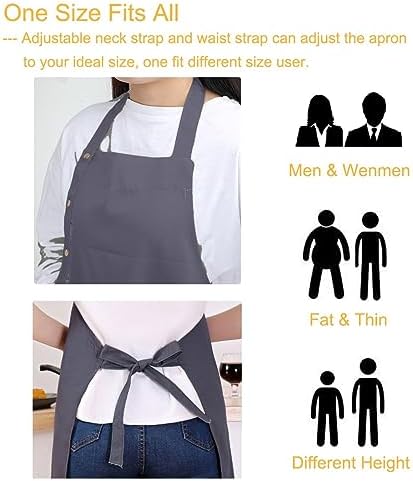 Kitchen Cooking Apron for Women Men with Big Pockets Canvas Waterproof