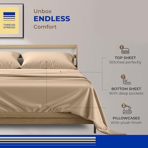 THREAD SPREAD 800 Series Egyptian Cotton Full Size Sheets Set, Taupe