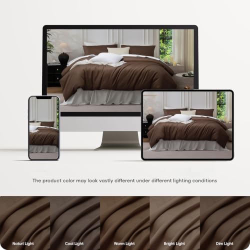 MooMee Queen Duvet Cover Set 100% Extra Long Staple Cotton Cooling